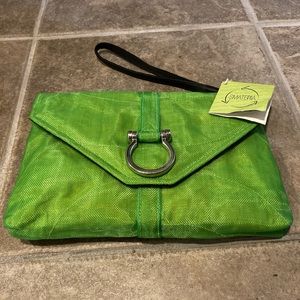 Repurposed fishing net clutch purse